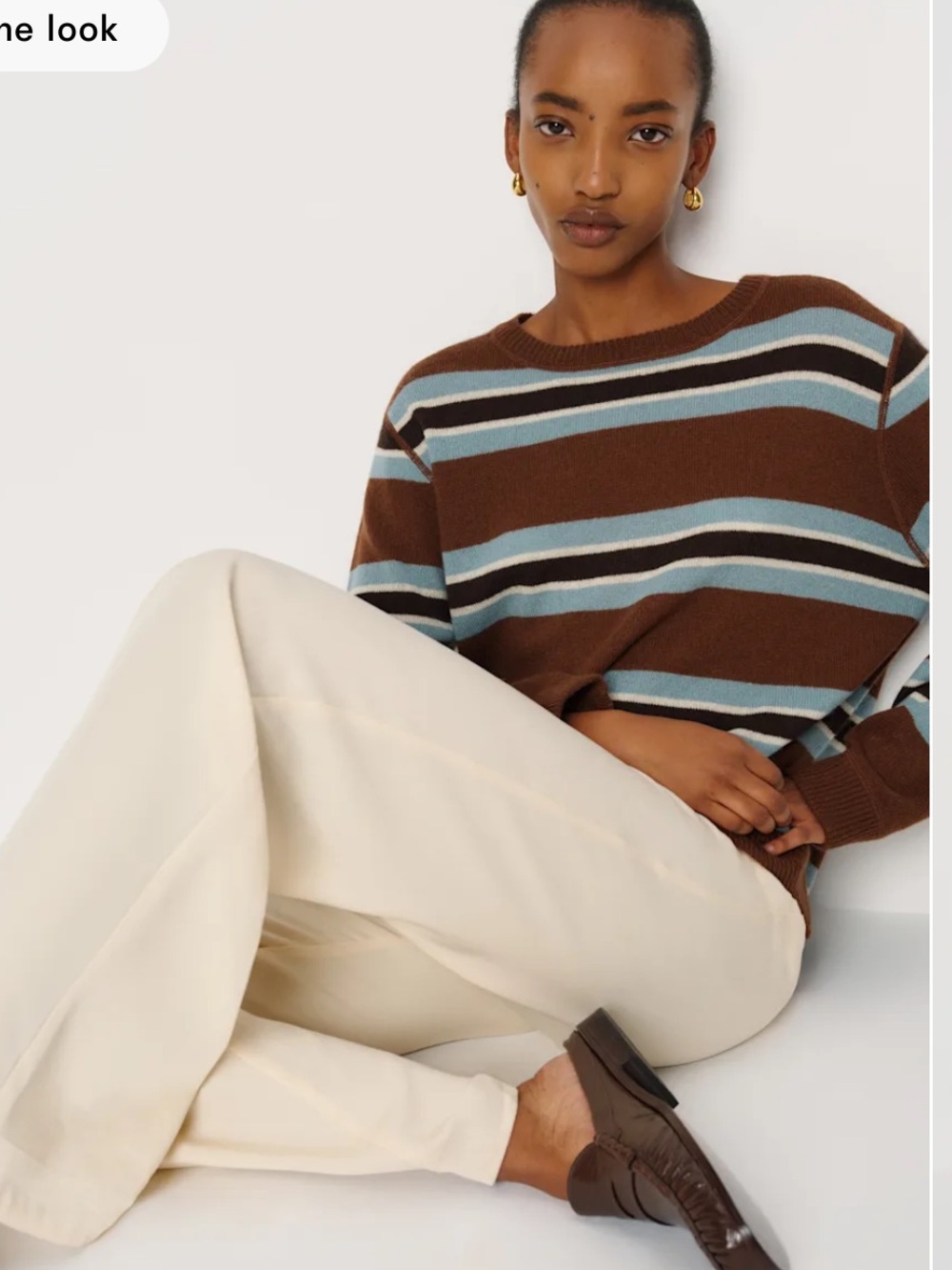 Reformation Cashmere Boyfriend Sweater- Chocolate Cake Multi Stripe - Picture 3 of 6